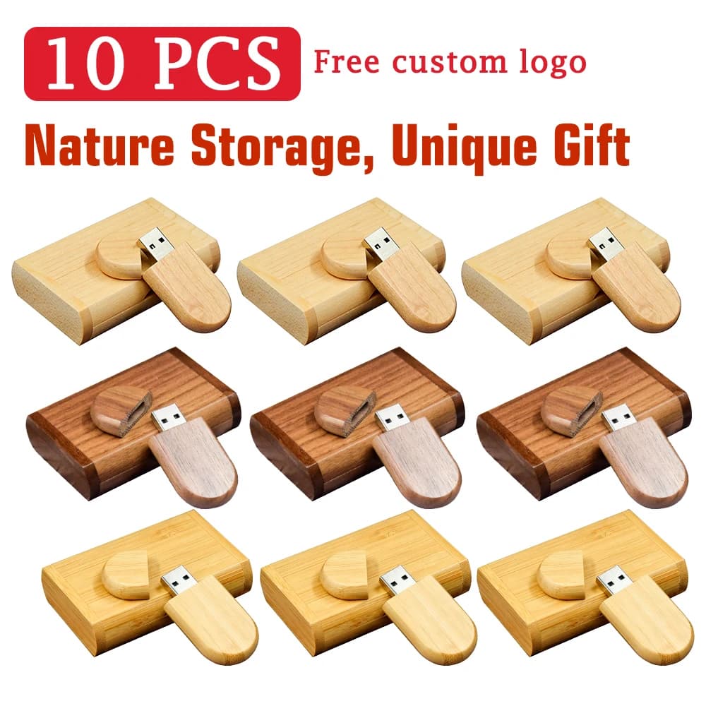 10 pz/lotto (Logo personalizzabile) Chiavetta USB 2.0 in legno 4GB 8GB 16GB 32GB 64GB 128GB Regali personalizzati