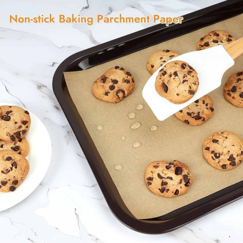 Parchment Paper Sheets, Non-Stick Precut Unbleached Baking Parchment Paper Liners for Oven, Air Fryer, Grilling, Cooking Bread Cake Cookie, Fits for Quarter Sheet Pan (100pcs)
