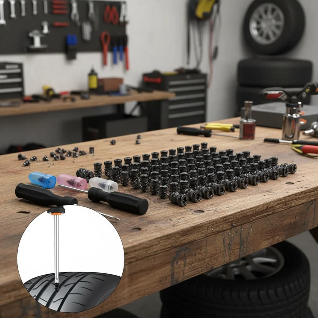 Kit Universale di Riparazione Pneumatici Auto con Chiodi in Gomma e Viti per Riparazione Tubeless, Accessori per Riparazione Gomme Rep 2026