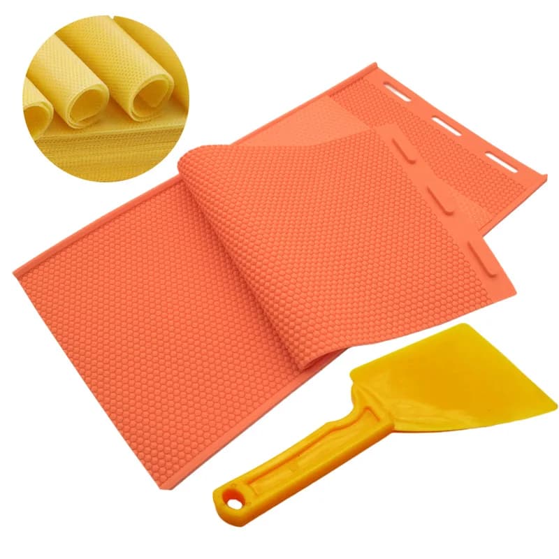 Bee wax press mold for foundation with soft PVC honeycomb base for bee hive apiculture tool for the production of bee wax candles