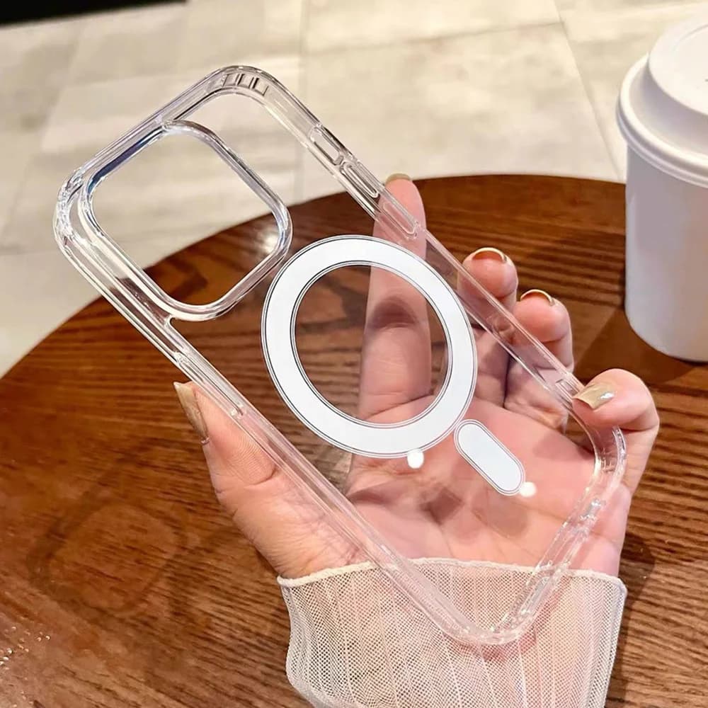 Transparent For Magsafe Phone Case For iPhone 18 17 16 13 11 12 15 14 Pro Max 17 Air Magnetic Wireless Charger Shockproof Cover