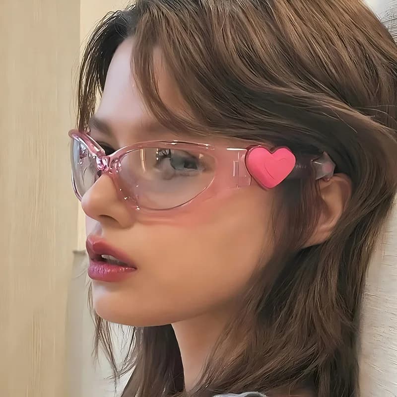 ROXI | Occhiali da sole ovali da donna e ragazza, nuovi, con decorazioni a cuore rosa, montatura piccola, regalo carino, all'ingrosso