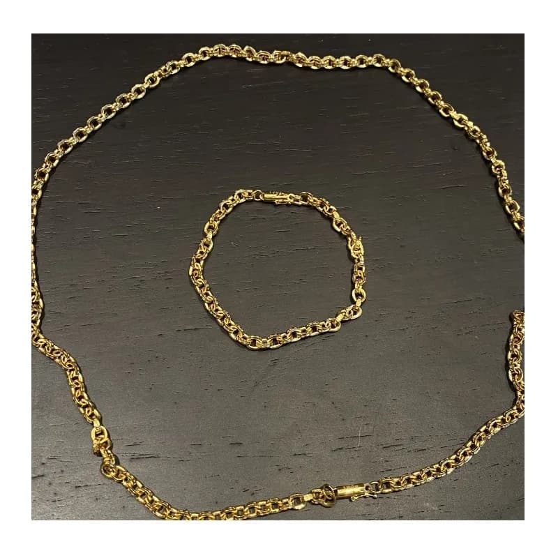 Gold Trend Light Luxury High Sense Fashion Versatile Letter Necklace Bracelet Couple with The Same Style Men and Women Versatile