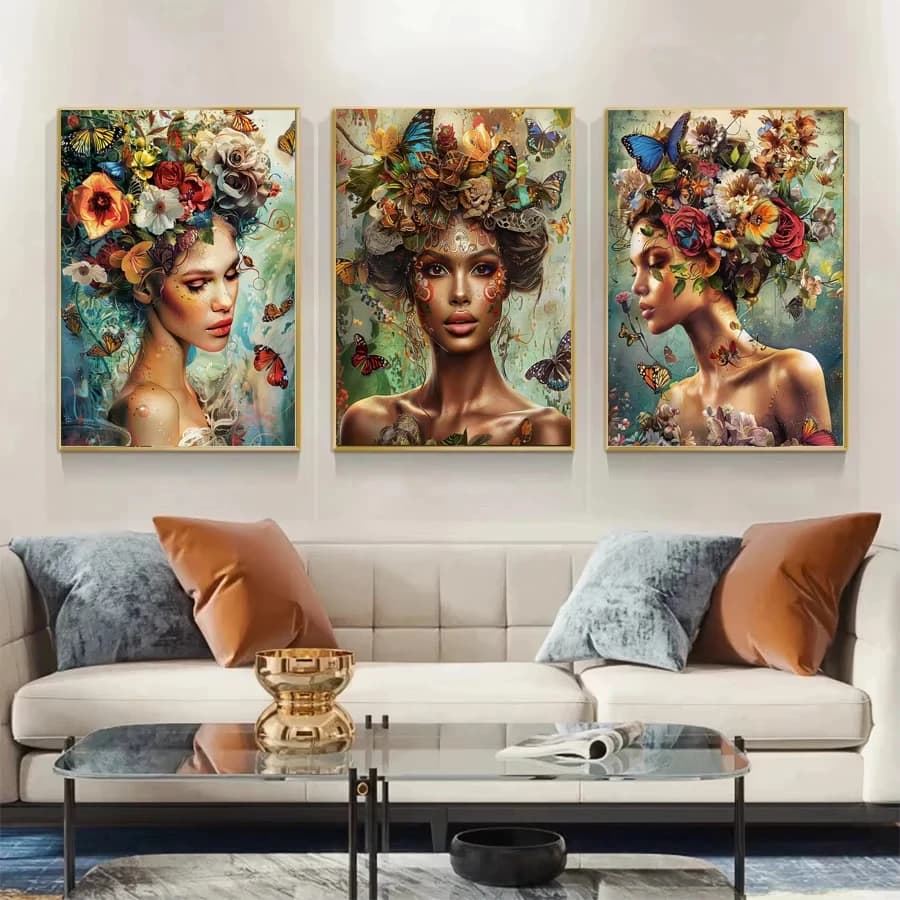 Painting By Numbers Hand Ethnic Girl Butterfly Flower Adult Kit Seascape DIY Acrylic Paint Canva Artwork Gift Home Decorate,No