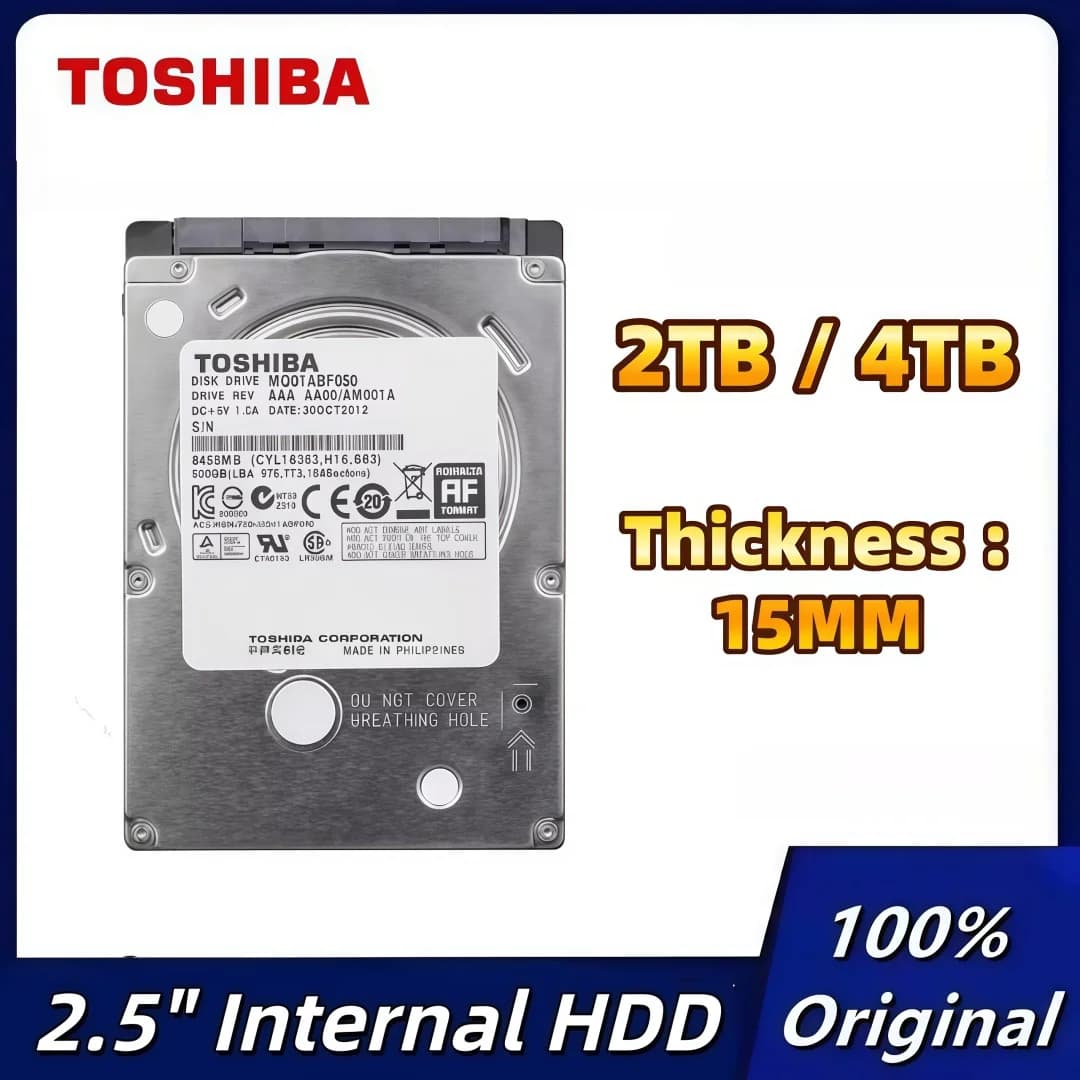 Disco Rigido Interno SATA Toshiba Originale da 4TB 2TB 2.5' 128MB 5400RPM HDD per Laptop Spessore: 15MM