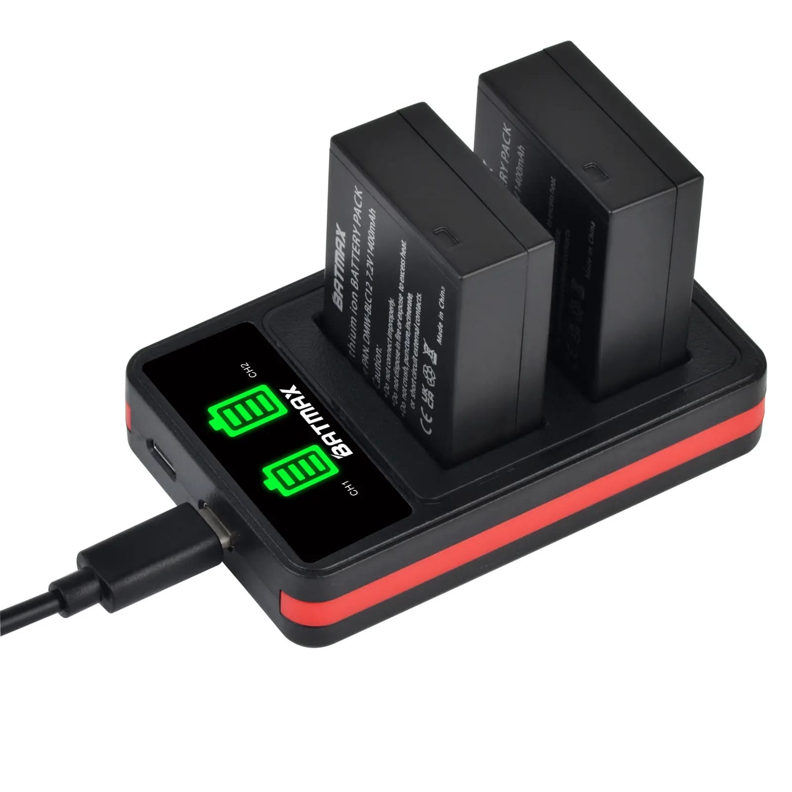 Batmax DMW-BLC12 DMW-BLC12PP Battery + Dual LED Charger for Panasonic DMC-G5 G6 G7 GH2 DMC-GX8 Lumix DMC-FZ1000 FZ200 FZ300