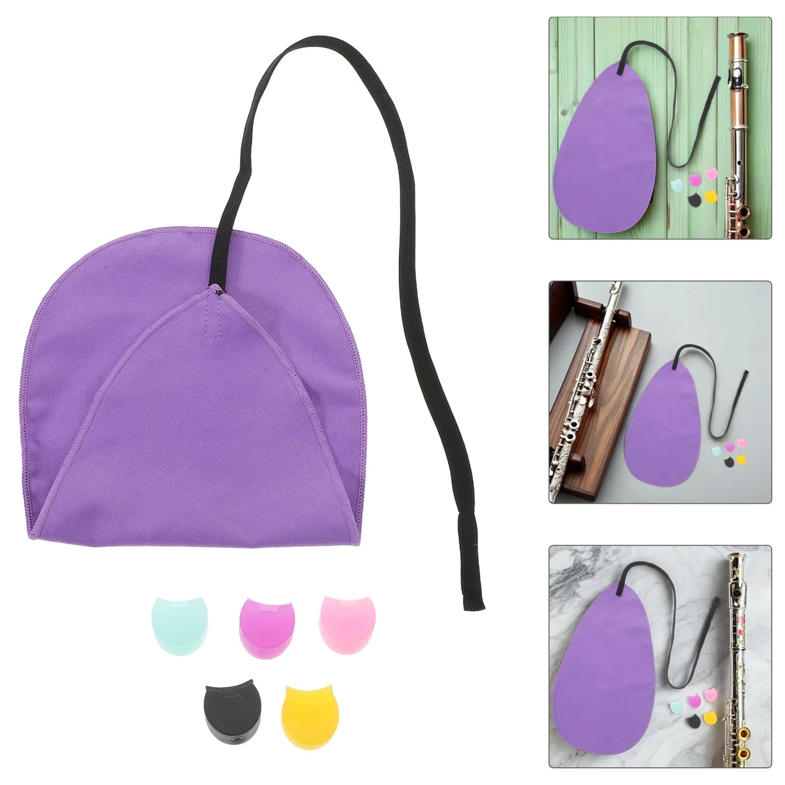 Set di 5 Cuscinetti in Silicone per Appoggio Pollice Clarinetto, Panno per Pulizia, Supporto Ergonomico per Dita, Accessori per Clarinetto per Uso Prolungato