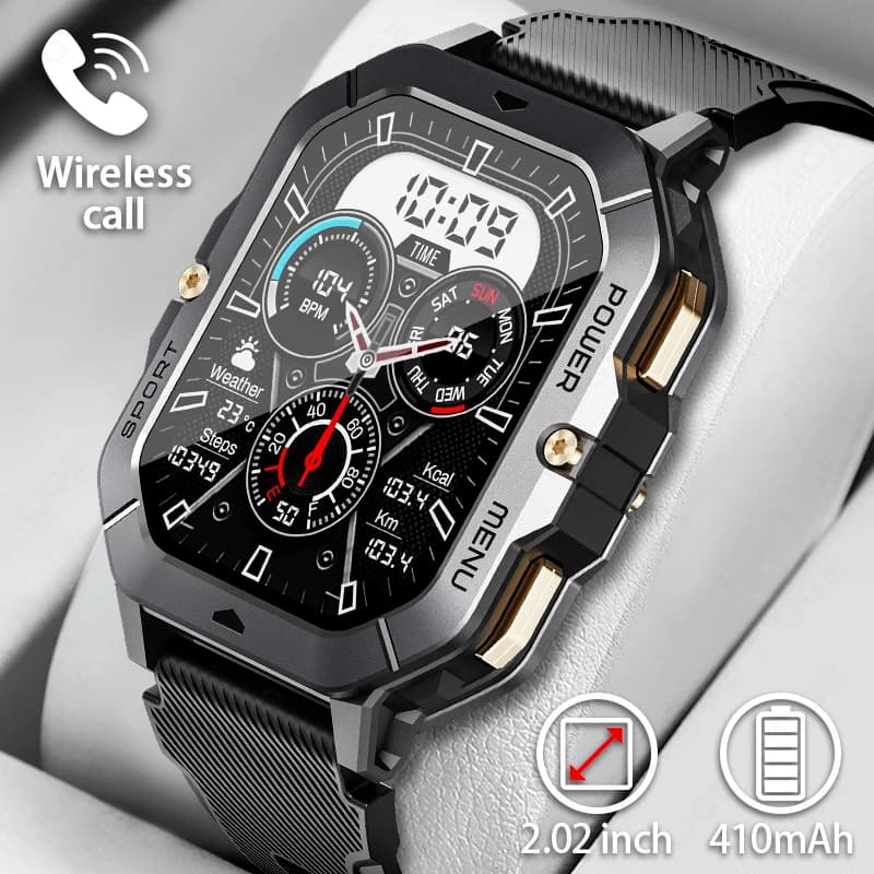 LIGE 1ATM Impermeabile Astuto Della Vigilanza Degli Uomini di Chiamata Bluetooth 2.02 pollici Fitness Tracker Monitoraggio della Salute Sport Smartwatch Per Android IOS