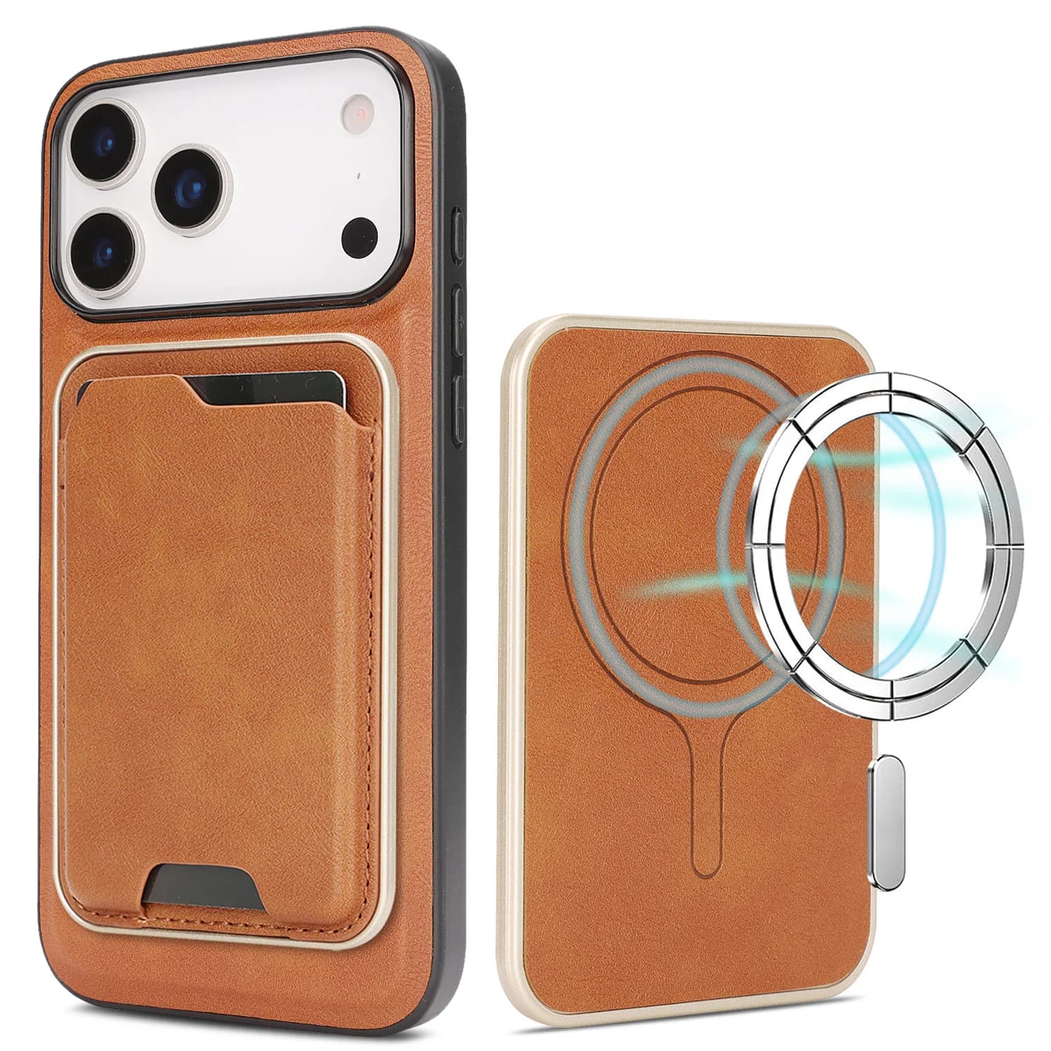 Applicable for iPhone 17 Pro Max wireless charging phone case, MagSafe dual-purpose magnetic detachable ultra-thin card holder