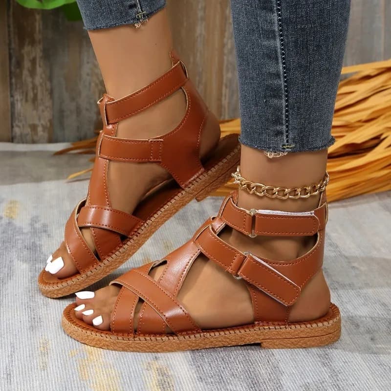 Summer 2026 New Export Sandals for Women, Cross-border Large-sized Roman Sandals, Cross-strap Flat Sandals for Women