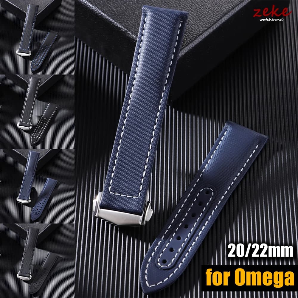 Cinturino per orologio in nylon da 20mm 22mm per cinturino per orologio in pelle con telo vela impermeabile Omega per uomo donna Bracciali con fibbia pieghevole Accessori
