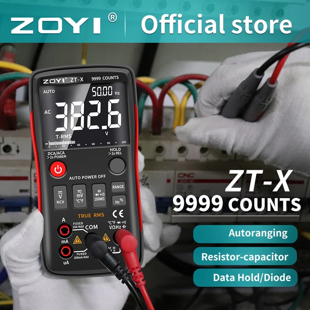 Multimetro digitale ZOYI ZT-X ZT-303 T-RMS Auto Range EBTN LCD DC AC voltmetro amperometro condensatore di corrente Ohm temp Hz NCV Tester