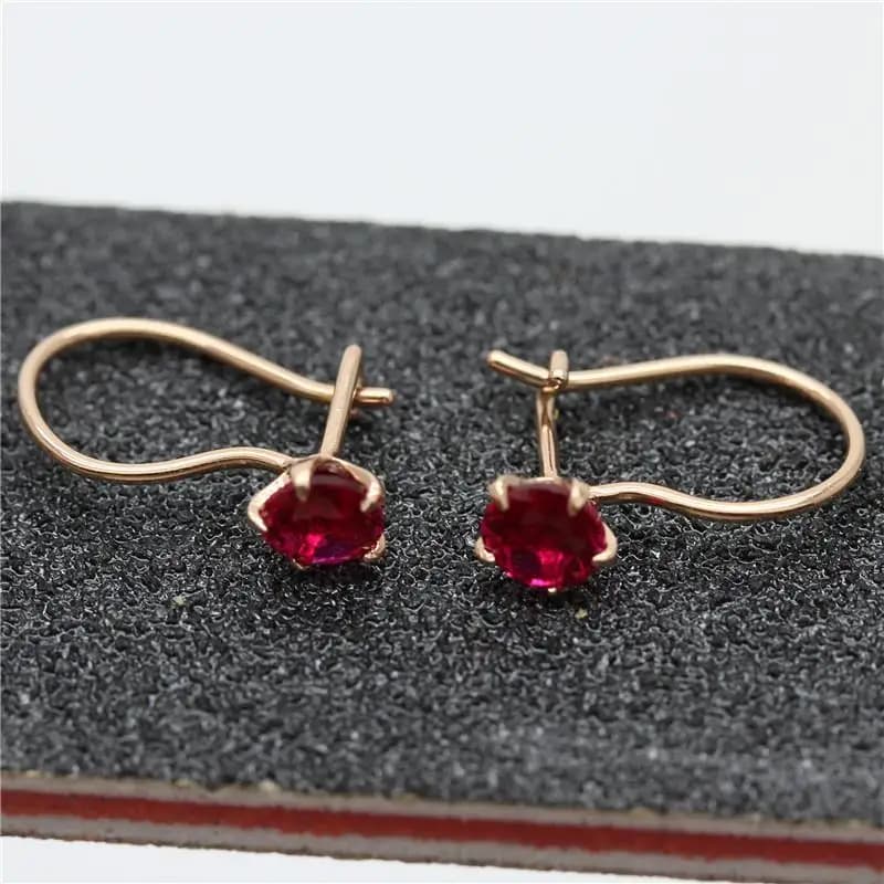 585 orecchini di rubino intarsiati in oro rosa 14 carati placcati oro viola per le donne gioielli di moda di lusso leggeri dolci da inviare alla fidanzata