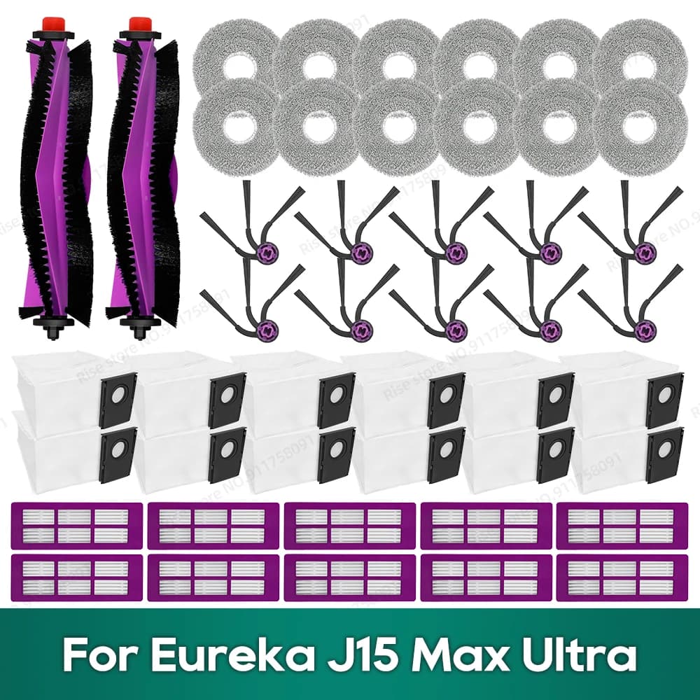 Compatible for Eureka J15 Max Ultra Accessories Main Brush Hepa Filter Dust Bag Mop Cloth