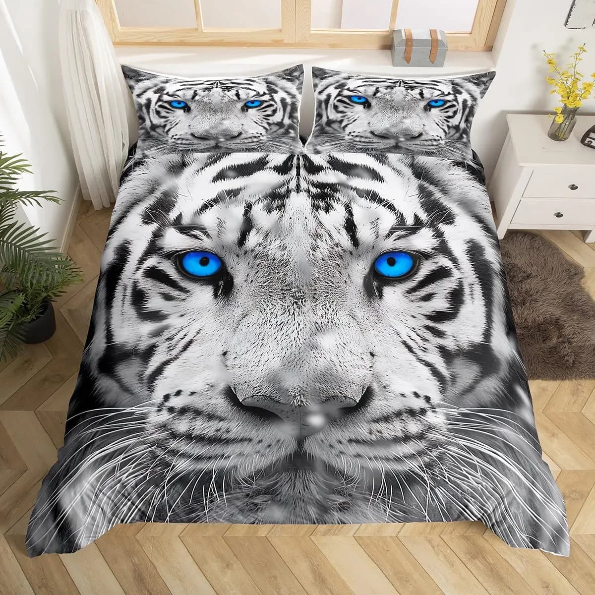 Copripiumino tigre Twin Queen Set di biancheria da letto per animali africani Copripiumino per animali safari selvaggi per decorazioni per la camera da letto per bambini, adolescenti e adulti