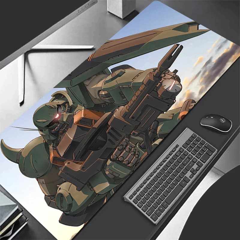 Tappetino per Mouse XXL per Laptop, Tappetino per Tastiera da Gamer, Mousepad Meccanico Warrior G-gundam Z-zaku II con Bordo Bianco e Nappine in Gomma