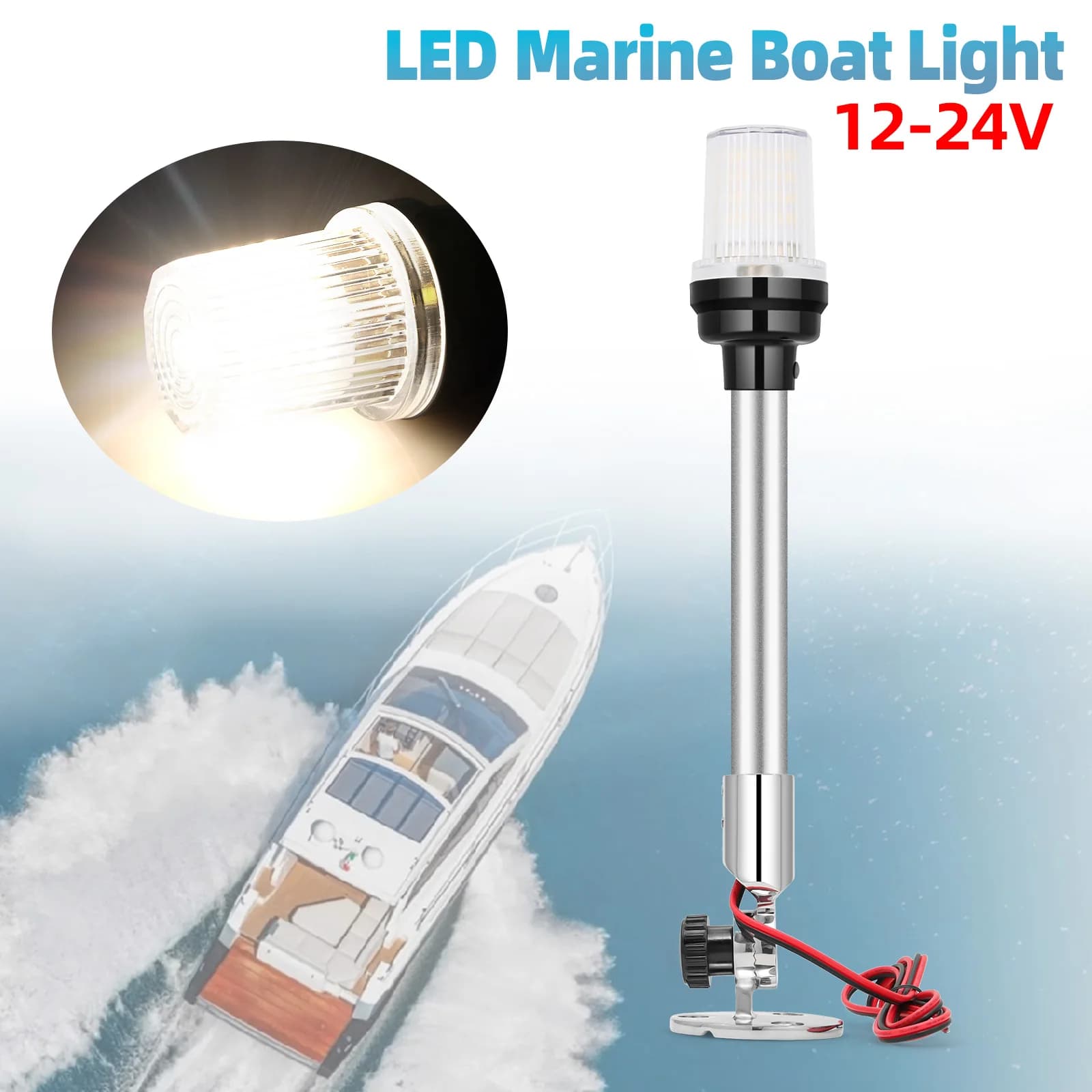 Luce di segnalazione a vela 12V-24V 180 Accessori per barche Luce a LED Piega verso il basso Navigazione Ancoraggio Luce tazza Dolly
