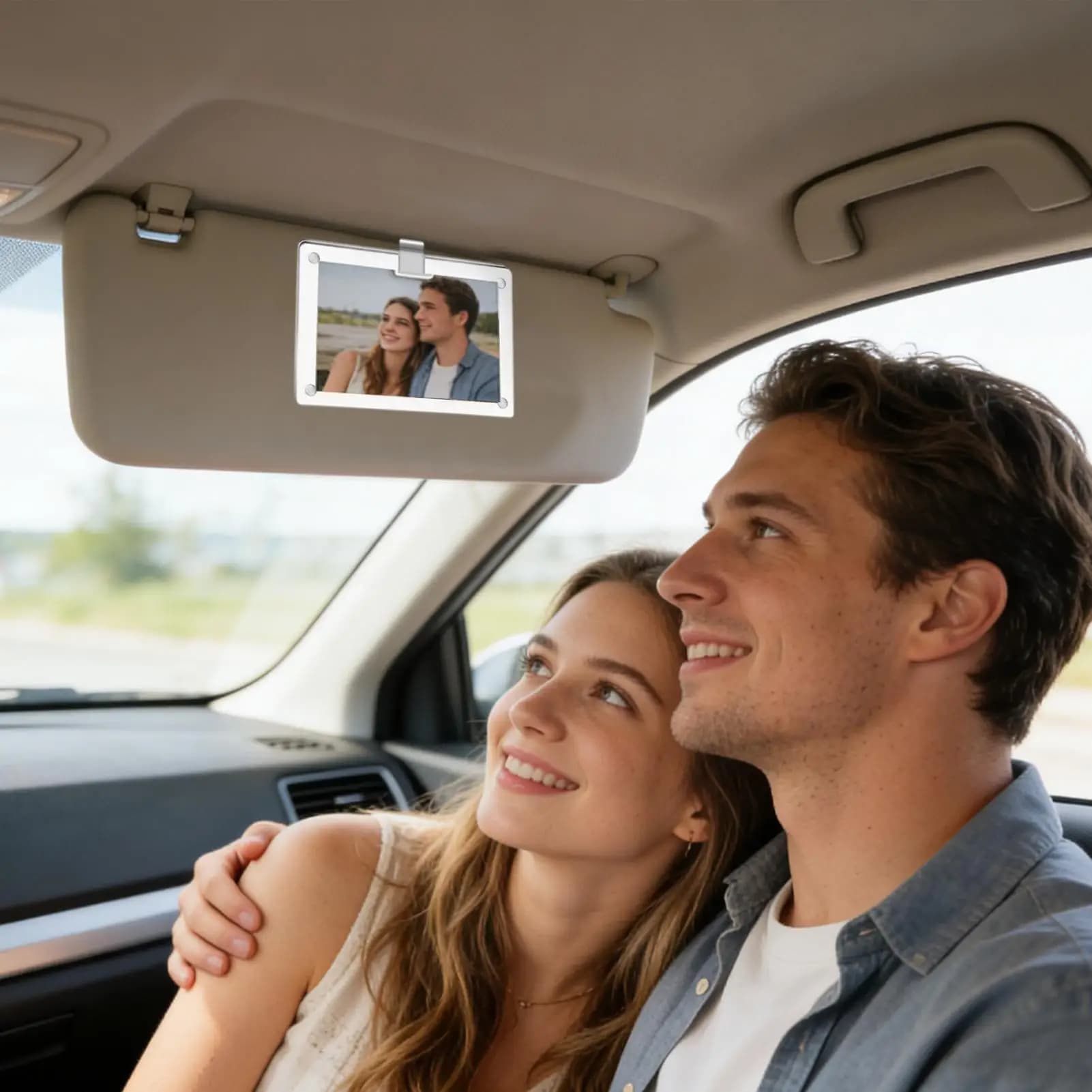 Cornice portafoto da auto, clip per foto da visiera, decorazione per interni auto, accessorio per la guida, organizer per visiera parasole, regalo per coppie.
