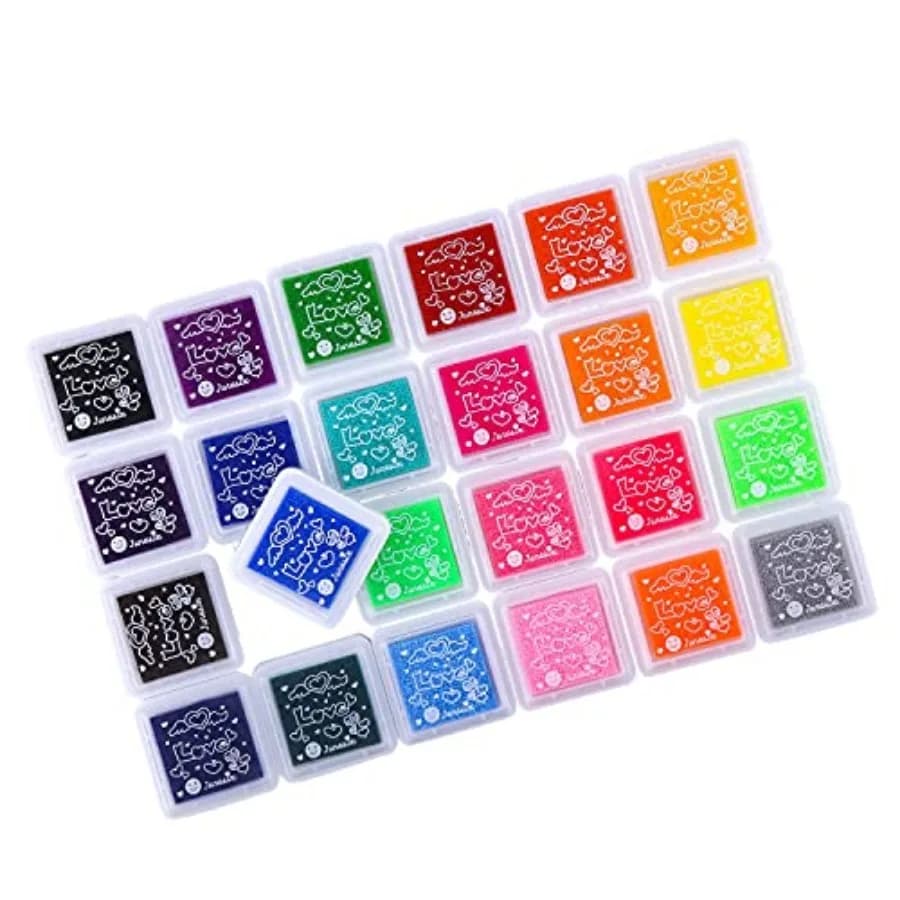 Set of 24 Colors 3 x 3cm Mini Craft Ink Pads for Paper Wood Fabric for Rubber Stamps