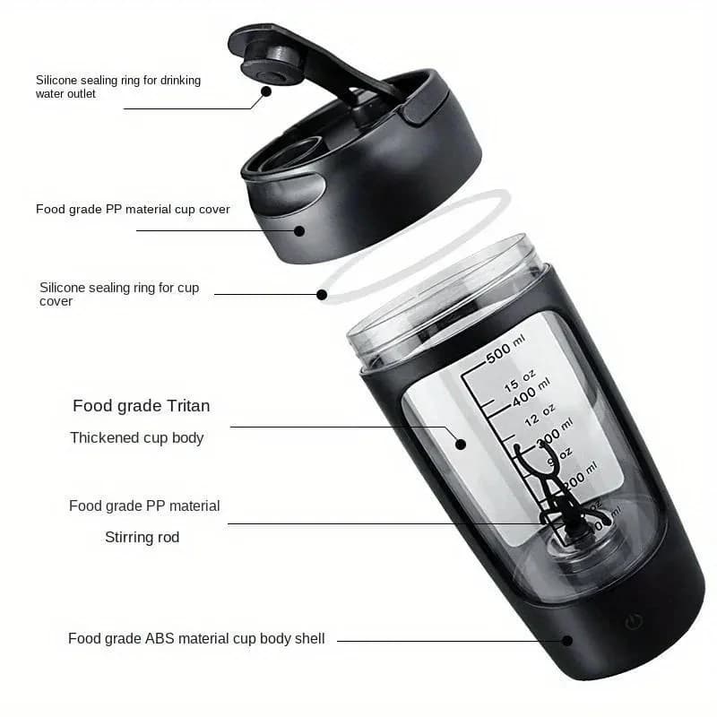 Automatic Electric Bottle for Powder Proteins, Portable Blender for Milk and Coffee, Ideal for Gym and Open Activities