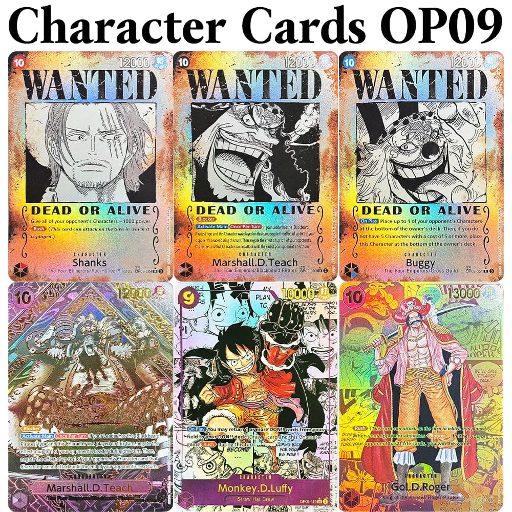 One Piece Emperors in the New World (OP09) Carte da gioco anime dei personaggi Buggy Gol.D.Roger Marshall.D.Teach Monkey.D.Luffy Buggy