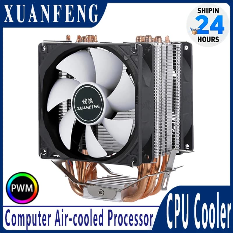 XUANFENG Dissipatore CPU Raffreddamento ad Aria 2/4/6 Tubi di Calore Ventola 90mm Silenziosa per Ufficio e Giochi Compatibile con LGA1200 1700 1851 115x AM4AM5 X99 E5