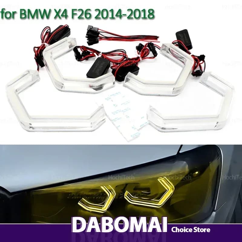 Per BMW X4 F26 14-18 XDrive20i 28i 35i M40i 20d 30d 35d Anelli LED Crystal Angel Eyes Stile M4 DRL DTM Luce Bianca Gialla