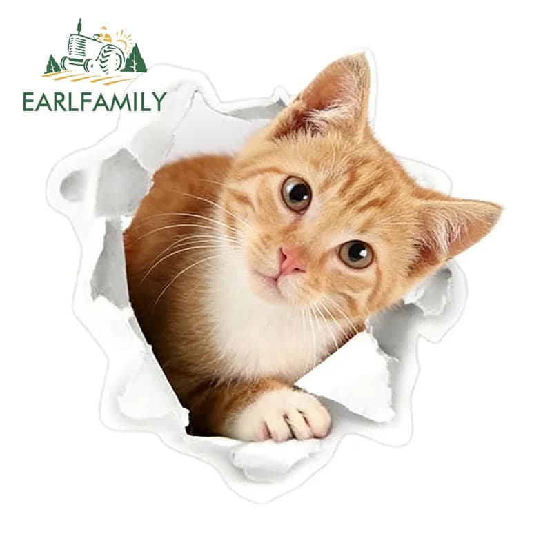 EARLFAMILY Stickers 3D Cat Shape Kawaii for Car, Motorcycle, Fishing Boxes, Vinyl Decalcomanie, Graffi Protection, DIY Decoration ♪