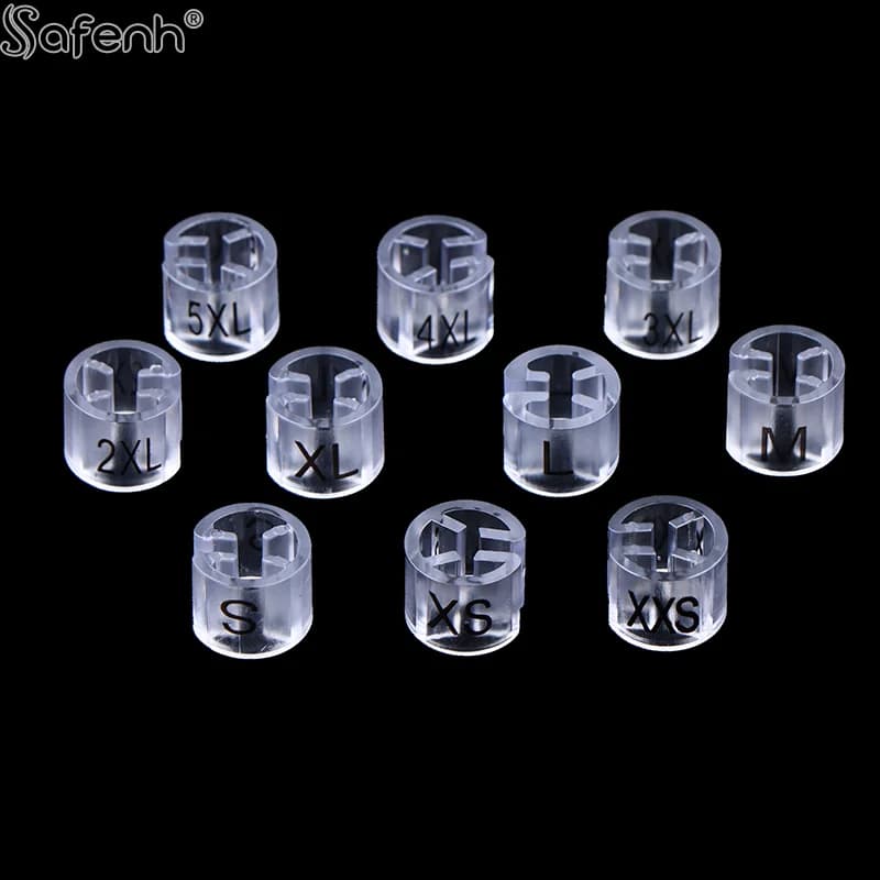 100 Pezzi Etichette per Appendiabiti in Plastica Trasparente, Kit di Etichette per Taglie XXS-5XL, Accessori Divisori per Appendiabiti