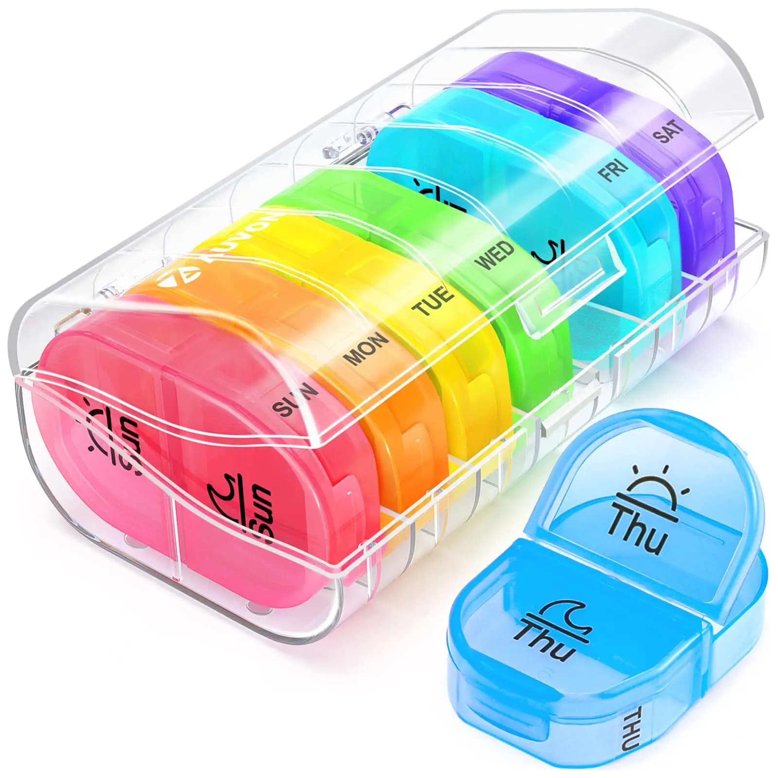 Pill Box 2 Times a Day, Weekly Pill Organizer AM PM with 7 Daily Pocket Case to Hold Vitamin, Medicine, Medication, and Suppleme