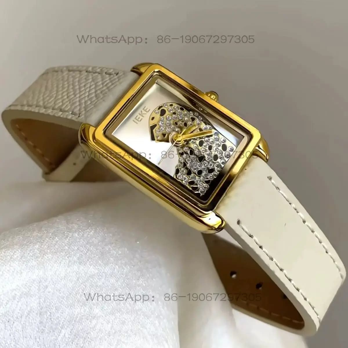 Orologio da donna Ieke minimalista quadrato, con cinturino leopardato, elegante e di lusso, orologio da donna di nicchia alla moda.