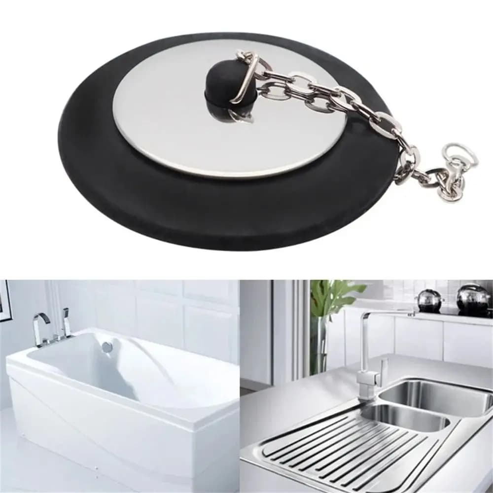Tappo per Vasca da Bagno in Gomma Durevole con Catena, Universale 4/4.3/5cm con Anello per Appendere, Accessori per Vasca
