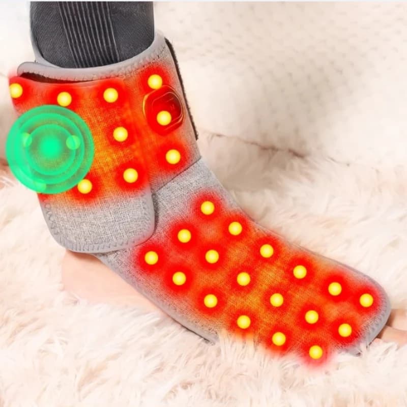 Massaggiatore per Piedi con Luce Rossa e Riscaldamento Elettrico, Supporto per Caviglia, Rilassamento Muscolare e Tendineo, Vibrazione Senza Fili