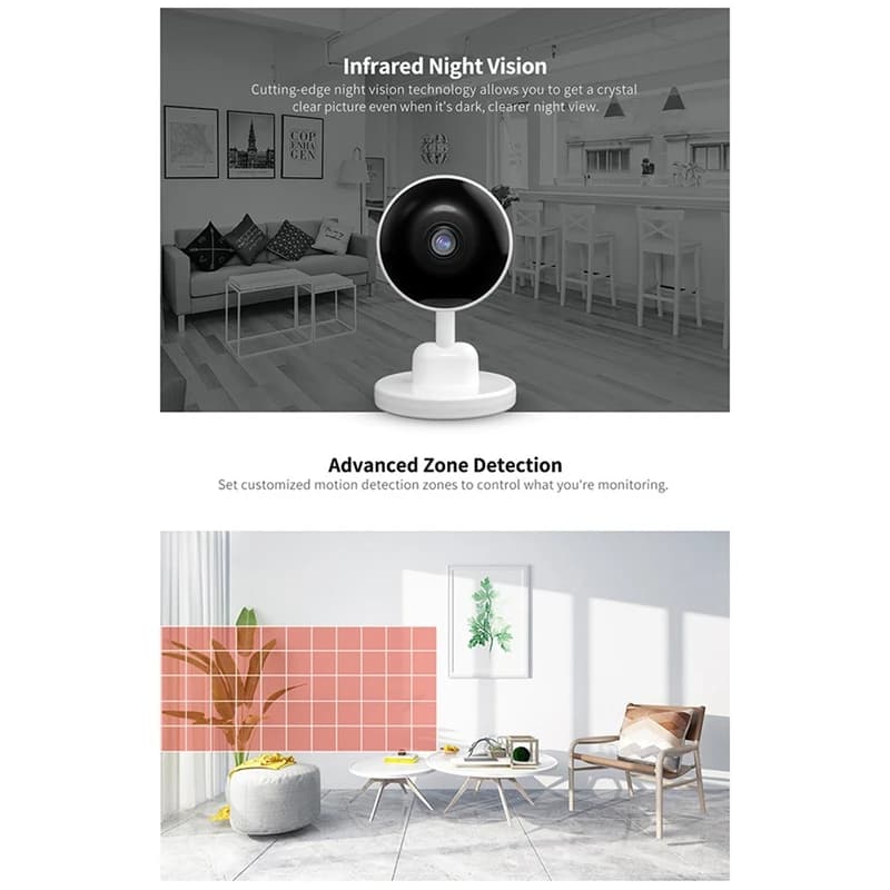【RECOMMEND】 Telecamera Tuya Wifi per interni, Baby Monitor, Mini telecamera wireless per la sicurezza domestica Smart Life, CCTV IP, Spina UE audio bidirezionale