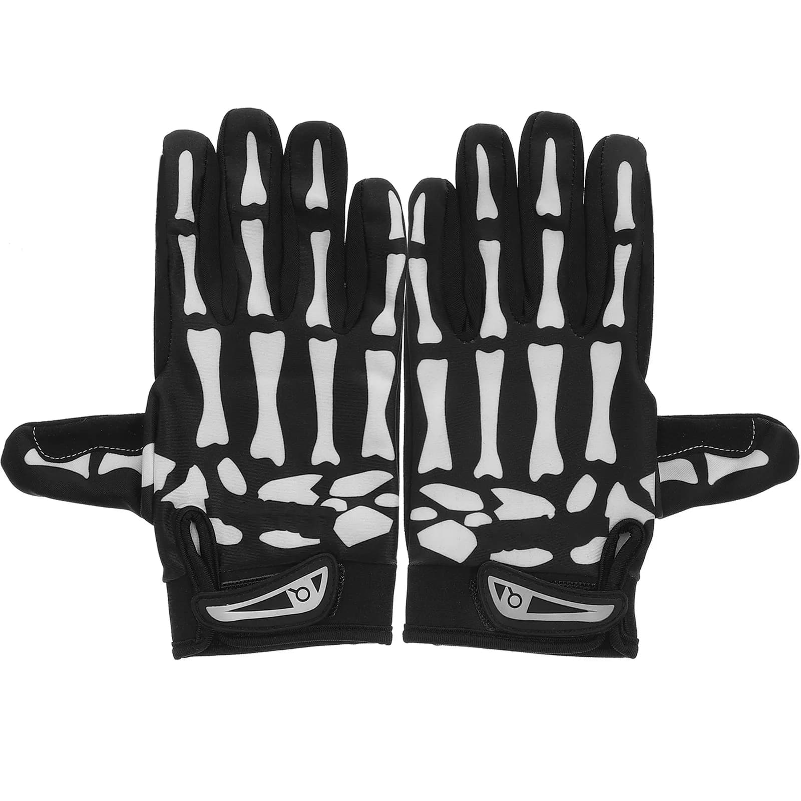 1 pair of riding gloves with white skull design for motorcycle, bicycle, climbing, outdoor sports, Halloween party, unisex, scary ghost