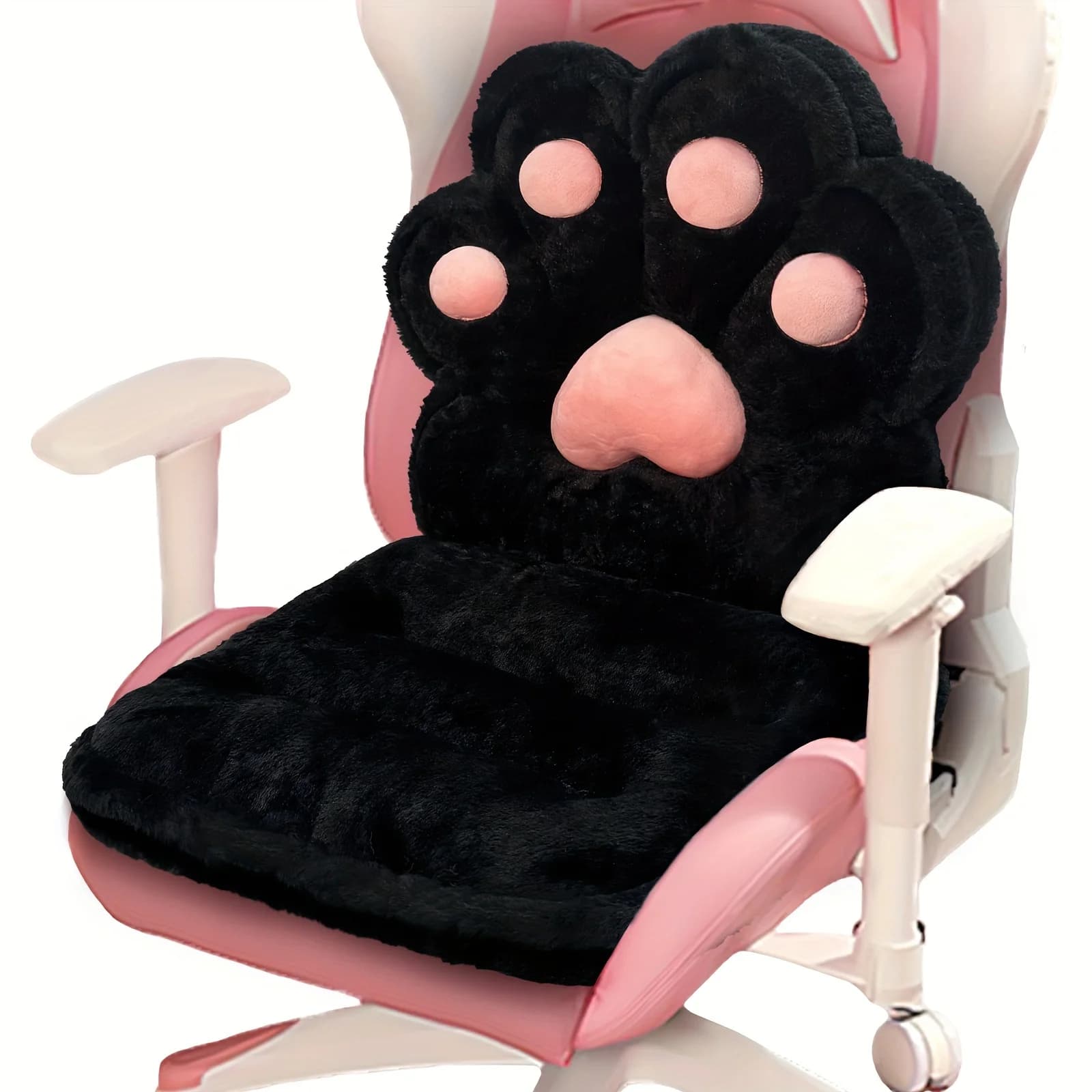 Cuscino a Forma di Zampa di Gatto, Morbido Cuscino per Sedia, Cuscini Kawaii, Cuscino in Finta Pelliccia di Coniglio per Sedia da Gaming, Regalo per Ragazze Gamer