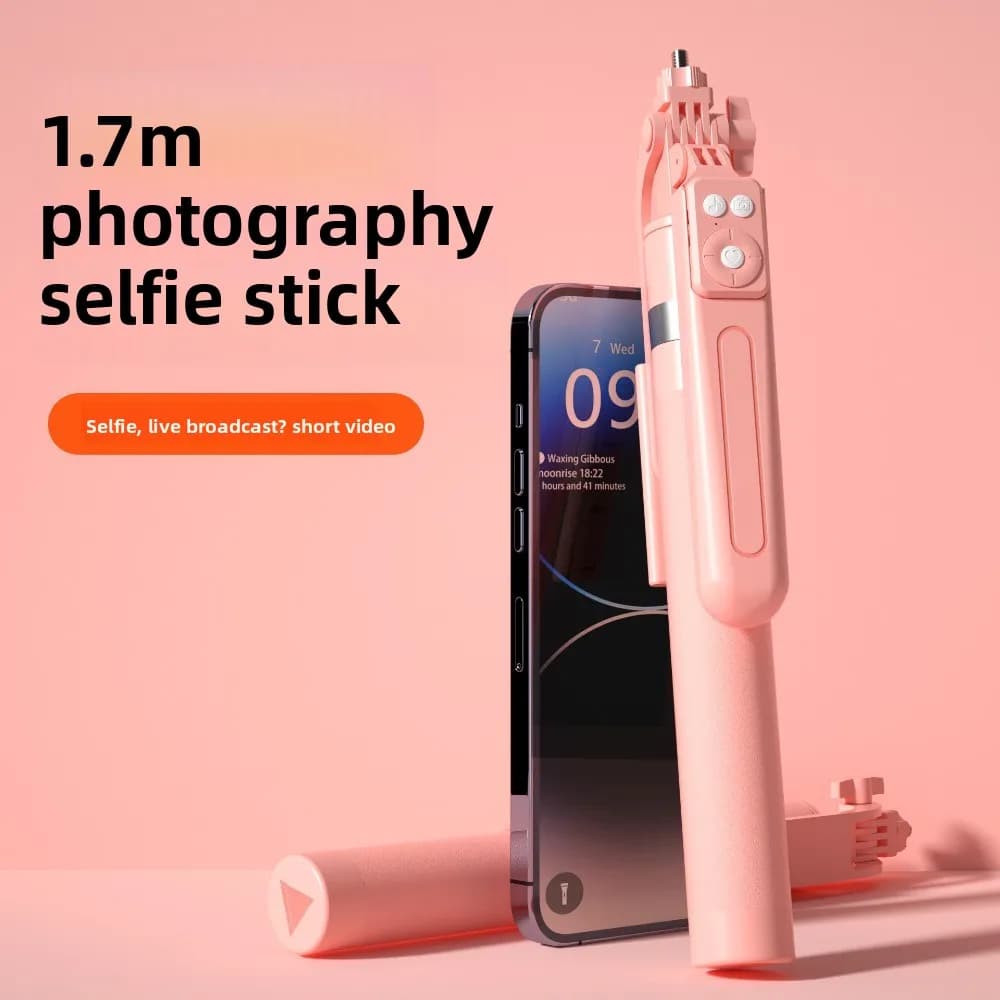 Con lampada a LED Selfie Stick telescopico 1.7m Anti Shake Bluetooth Selfie Stick Treppiede Allungabile Selfie Stick Stand Trasmissione in diretta
