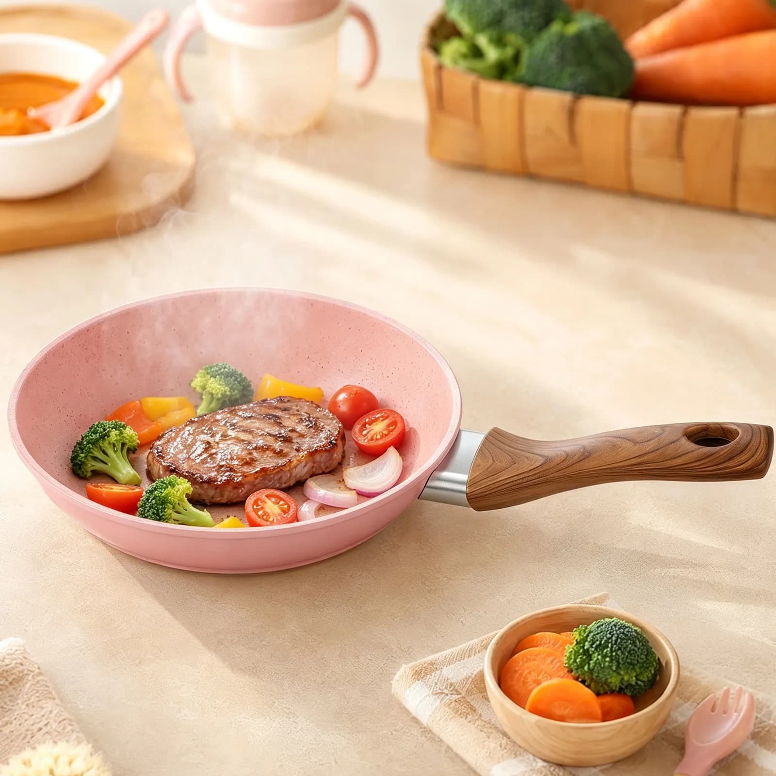 Small Nonstick Fry Pan Mini Frying Pan for Eggs Baby Food Aluminum Skillet for Kitchen Versatile Cooking Gas Stove Induction