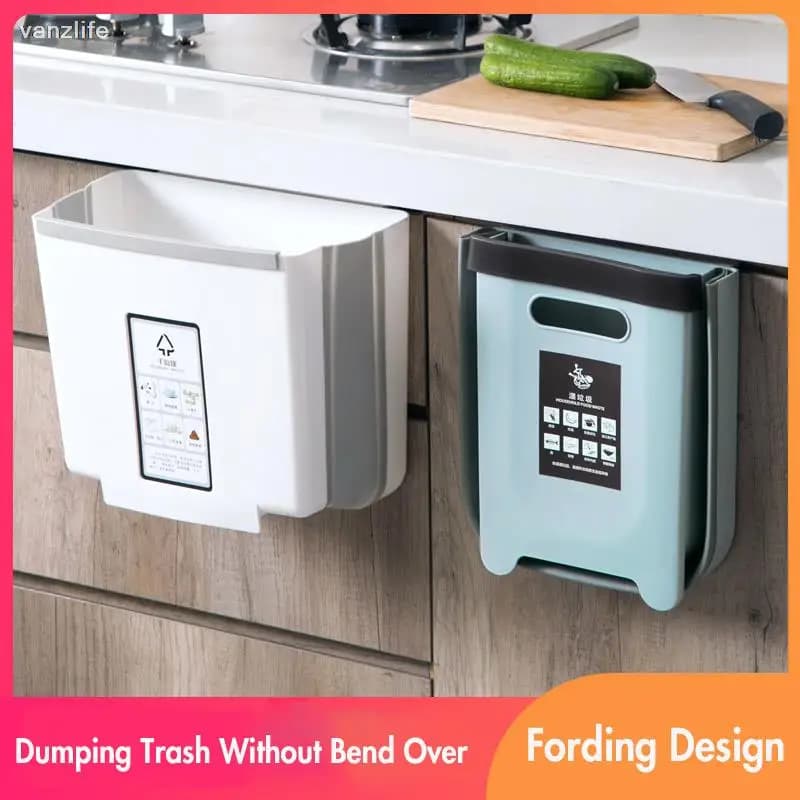 VANZLIFE Cestino per Rifiuti Pieghevole da Cucina, Contenitore Grande da Appendere a Parete, Bidone per Rifiuti Domestico con Scomparti per Porta dell'Armadio