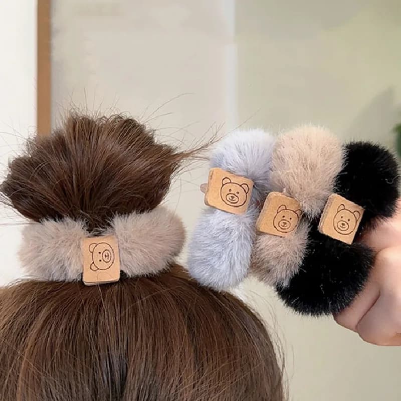 New Korean style soft plush patch bear towel ring tie hair accessories horse tail headdress girl accessories for hair tie