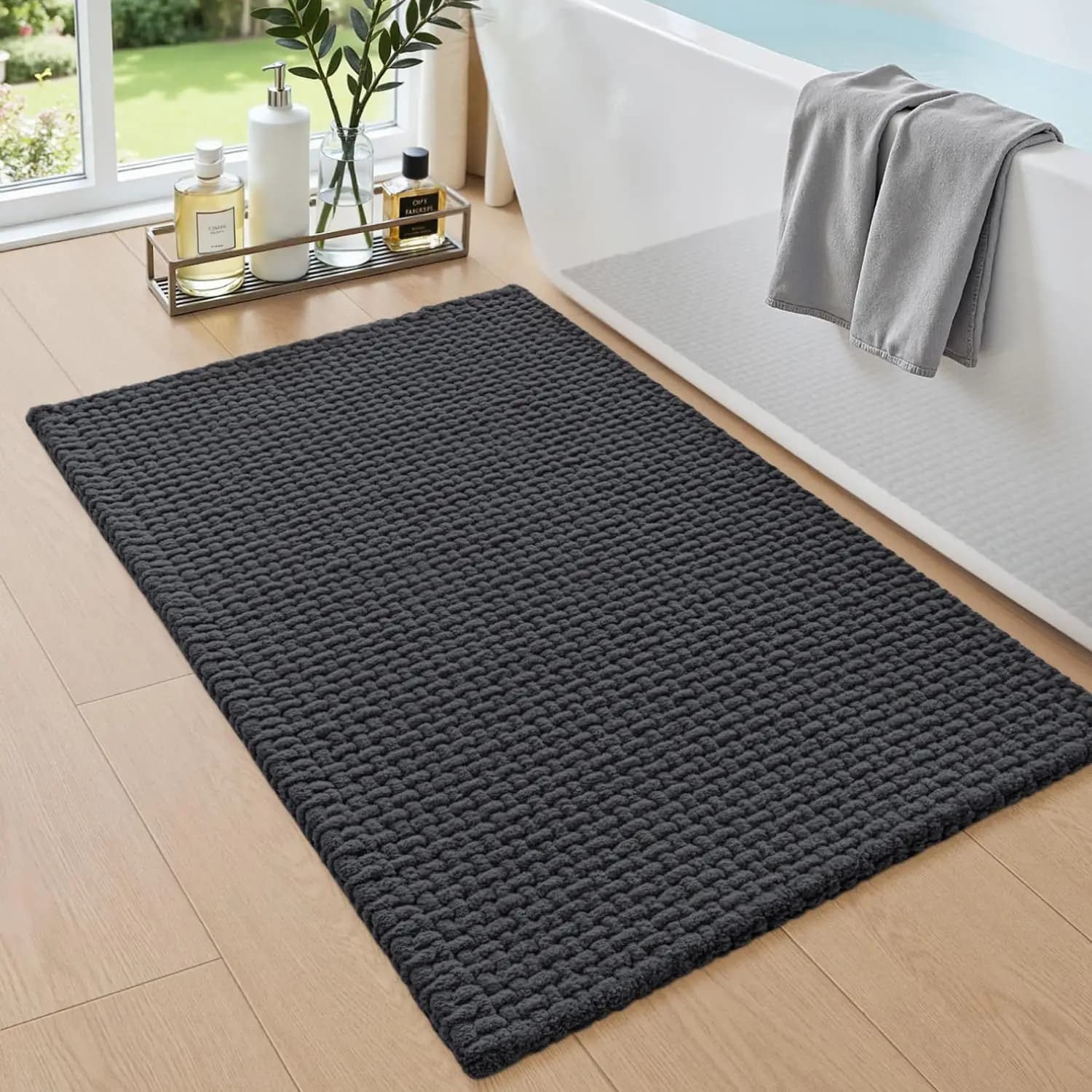 24x36 bath mats, non-slip washable bath mat, absorbent chinilla mat, ultra soft carpet and often for bath and shower