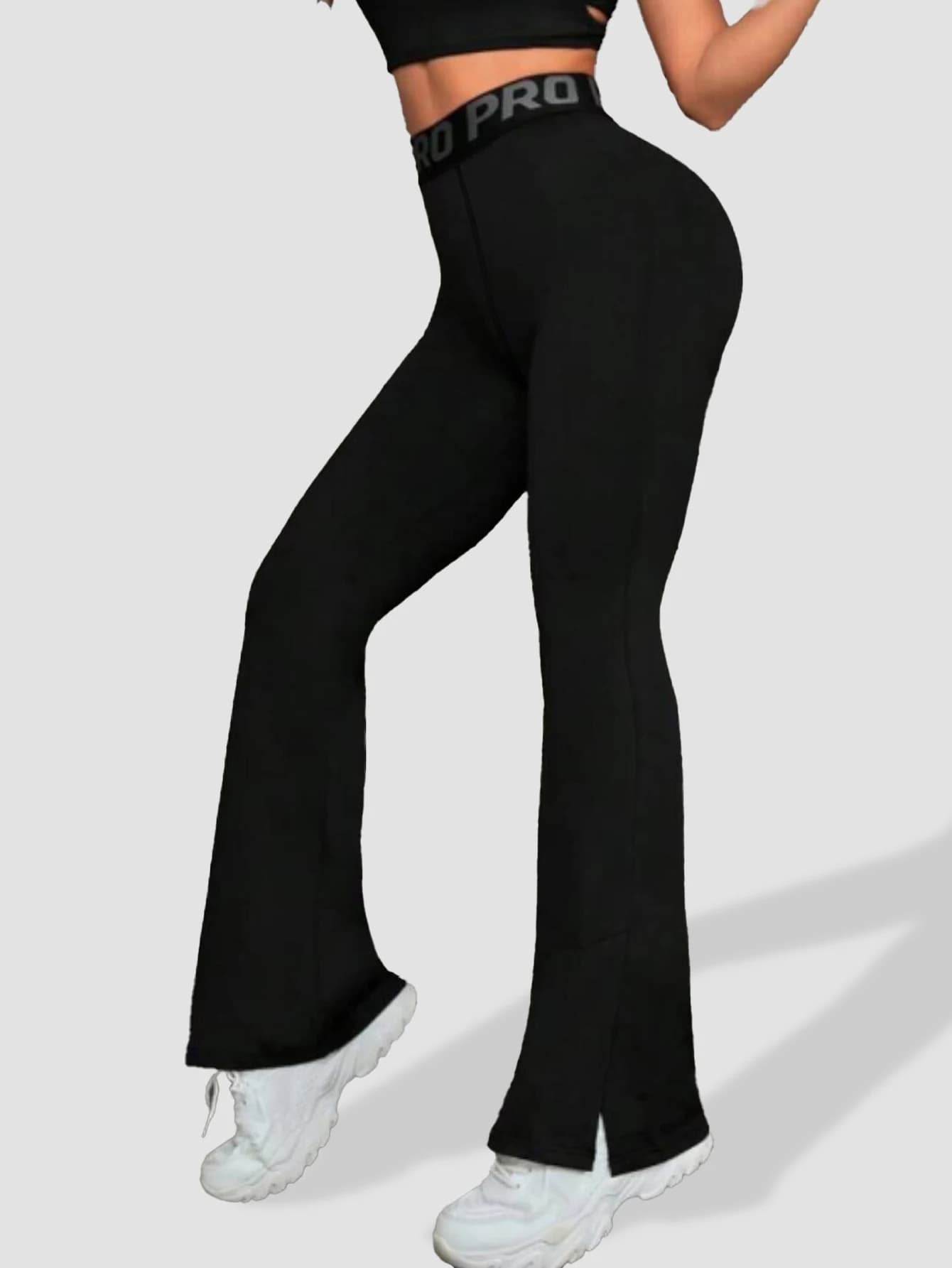 Leggings primaverili da donna a vita alta, elasticizzati, a gamba larga, modellanti, traspiranti, a zampa d'elefante, per sport e tempo libero.