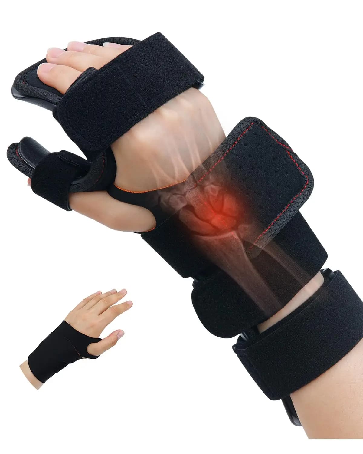 Stecca per le mani e supporto per il polso Bundle-Idromo notturno Tutore per le dita del polso con separatore per le dita per il recupero dell'ictus, l'artrite