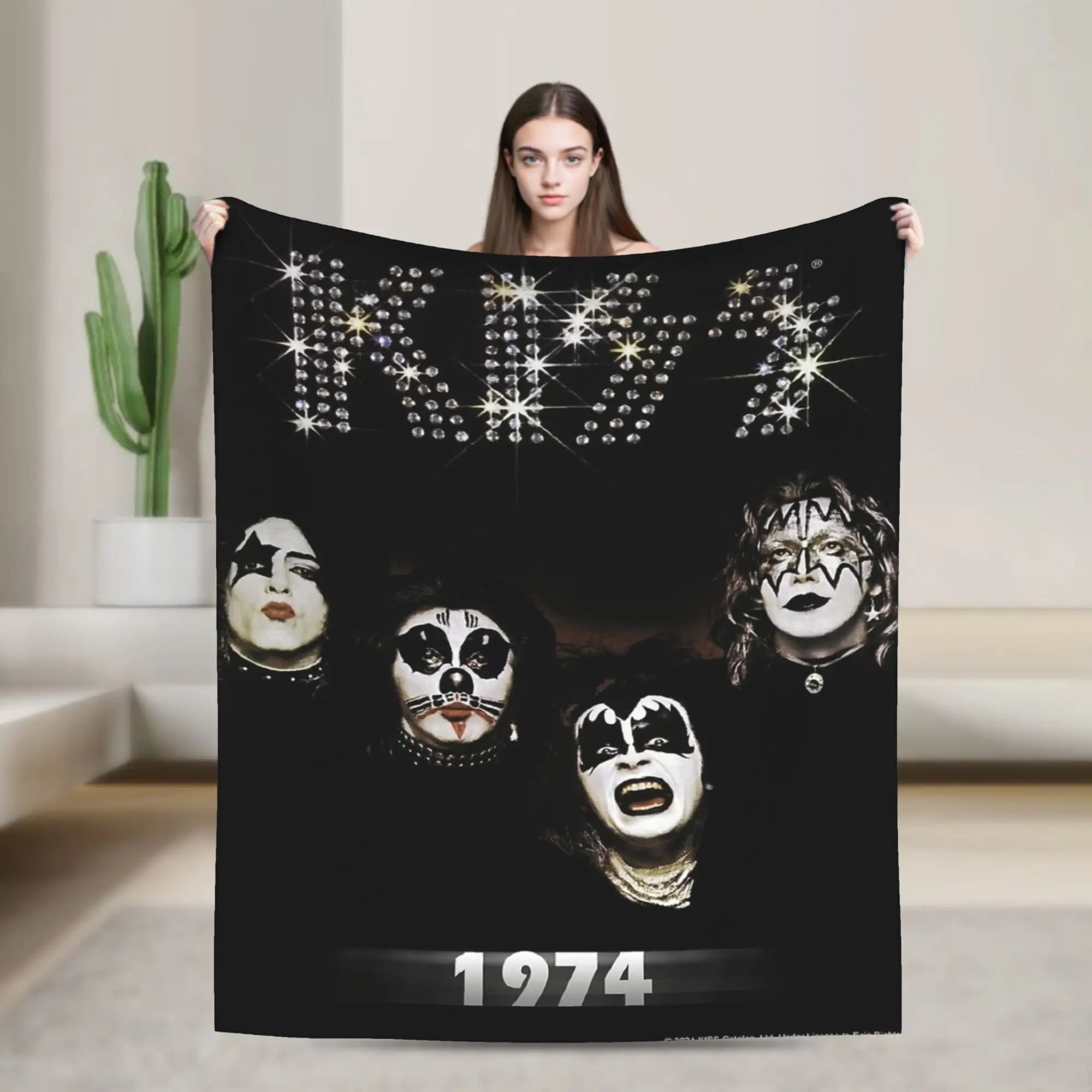 Coperta Kiss American Rock Music Band Ace Frehley Guitarrista Aereo Coperta da viaggio in flanella per copriletto caldo da esterno