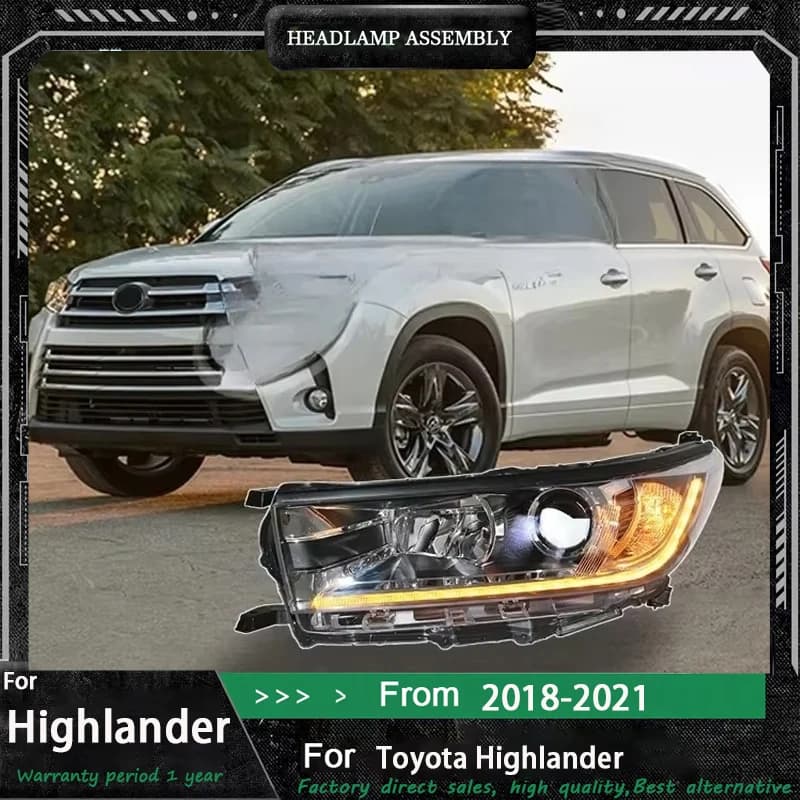 Lampade anteriori per auto per Toyota Highlander 2018-2021 Tutta la nuova aggiornamento Proiettore LED Design della luce dinamica Accessori di vendita calda