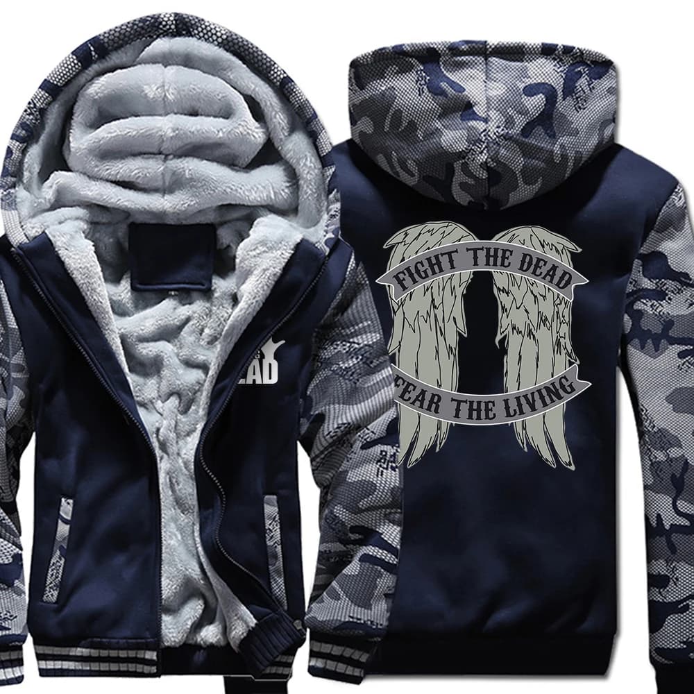 Film The Walking Dead Wings Stampa Felpa con cappuccio da uomo Cappotti casual alla moda Tuta con stampa invernale Giacca addensata oversize ampia da uomo