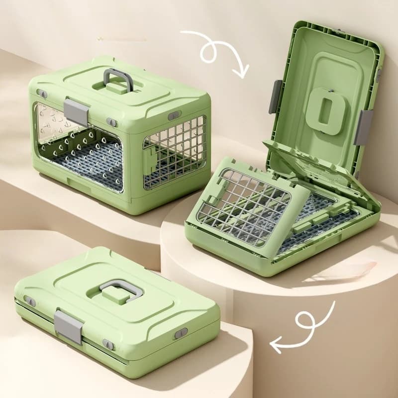 Trasportino Portatile Pieghevole in PP Traspirante per Animali Domestici, Gabbia da Viaggio Resistente per Gatti, Ideale per Auto e Viaggi all'Aperto