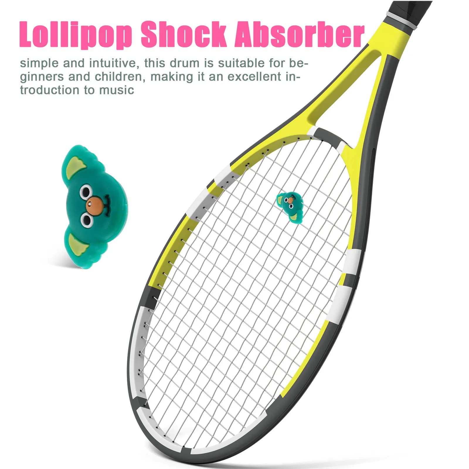 Set di 3 Antivibranti per Racchette, Simpatici Ammortizzatori in Silicone a Forma di Animali Cartoon per Tennis