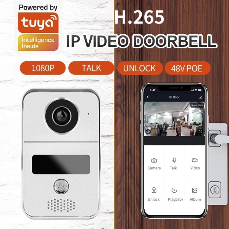 Campanello IP WIFI POE da 2MP 1080P con campanello citofono visore visivo per porta con campanello visualizzatore spioncino wireless videocitofono