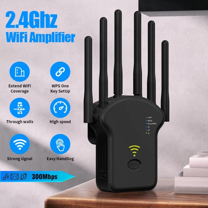 WiFi Extender 300Mbps WiFi Repeater Signal Booster 2.4GHz Wireless Internet Amplifier with Ethernet Port for Home Office